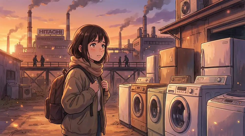 白物家電を見つめる工場職員